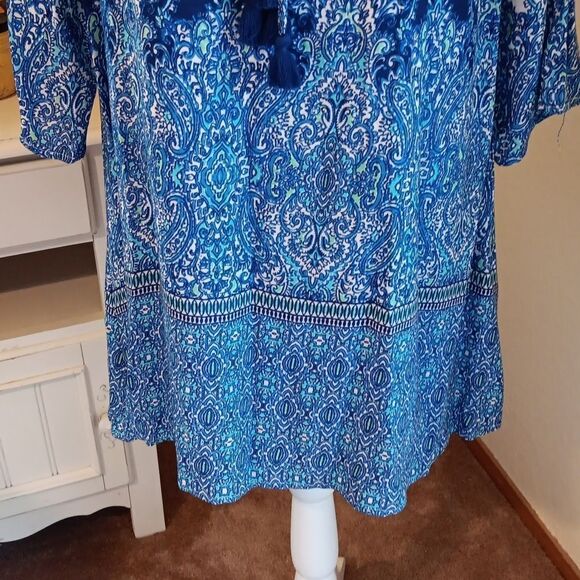 NWT Caribbean Joe Blue/White Coastal Dress - Picture 5 of 12